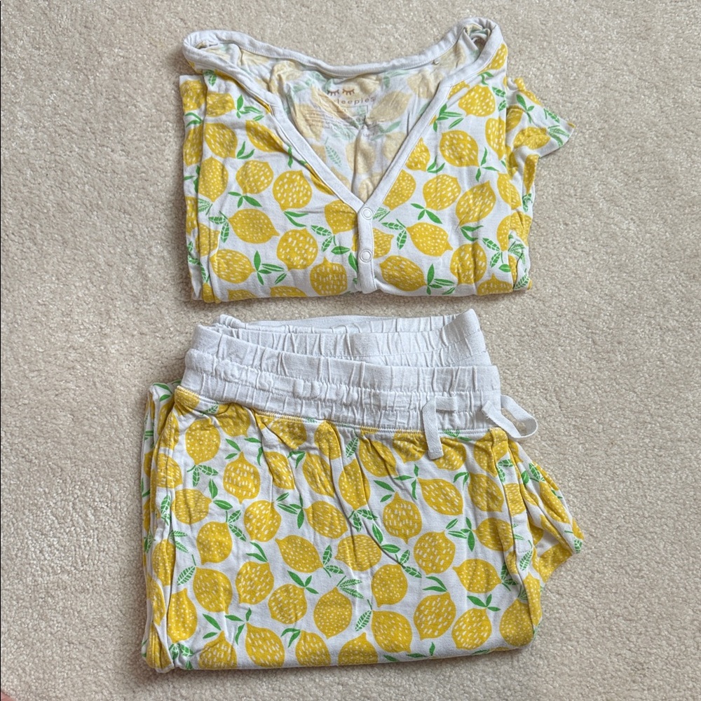 Little Sleepies Lemon Print Pajama Set - Yellow and White